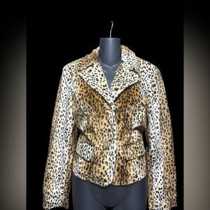 vintage newport news 8 Leopard Print Faux Fur Jacket blazer suit jacket
